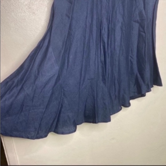 Sundance navy linen asymmetrical midi skirt size 14 - Picture 3 of 5